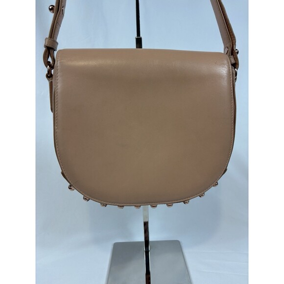 Alexander Wang Lia Leather Crossbody Shoulder Bag Peach Tan Nude Studded Bottom - Picture 2 of 16